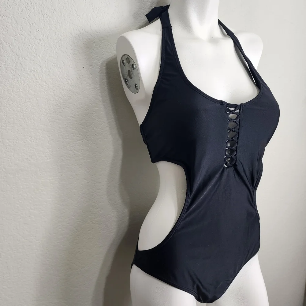 Apollo Black One Piece Swimsuit Size L